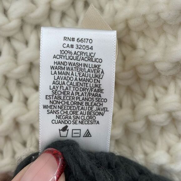 Anthropologie SLEEPING ON SNOW Chunky Knit Long Fringe Scarf Navy/White - Picture 8 of 8